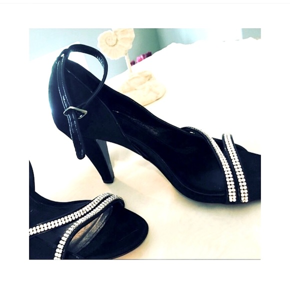 Judith Leiber Crystal Black Satin Swarovski 👠 8B - Picture 5 of 8